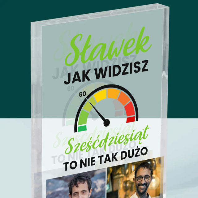 Fotokolaż: 60 Licznik - Blok Akrylowy z Nadrukiem