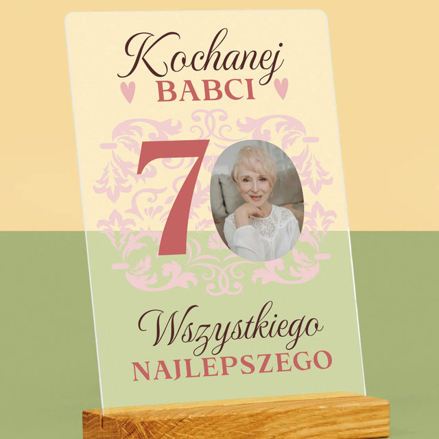 Zdjęcie I Podpis: Kochanej Babci Wszystkiego Najlepszego - Wydruk Na Szkle Akrylowym