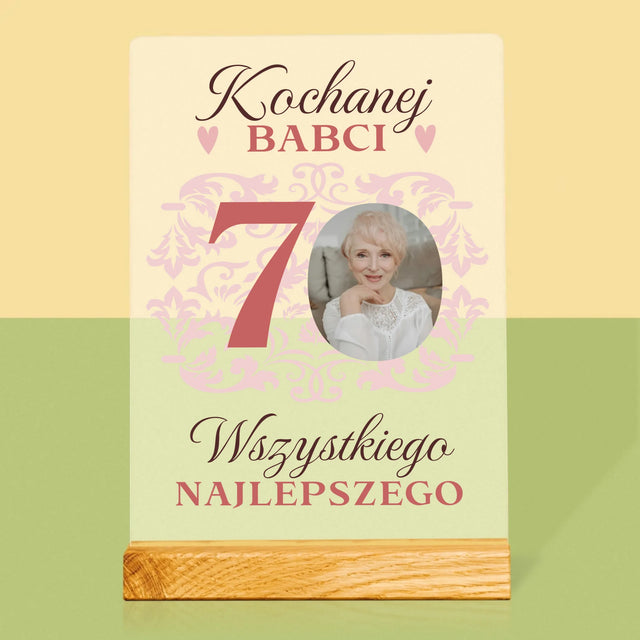 Zdjęcie I Podpis: Kochanej Babci Wszystkiego Najlepszego - Wydruk Na Szkle Akrylowym