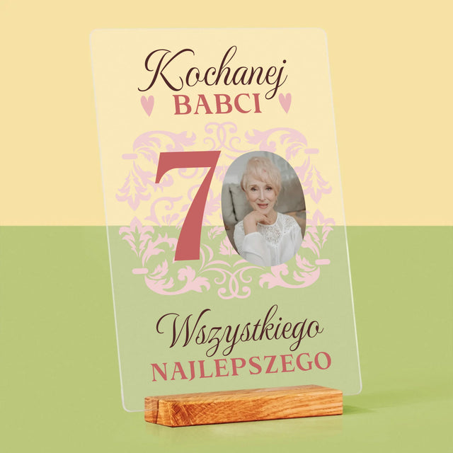 Zdjęcie I Podpis: Kochanej Babci Wszystkiego Najlepszego - Wydruk Na Szkle Akrylowym