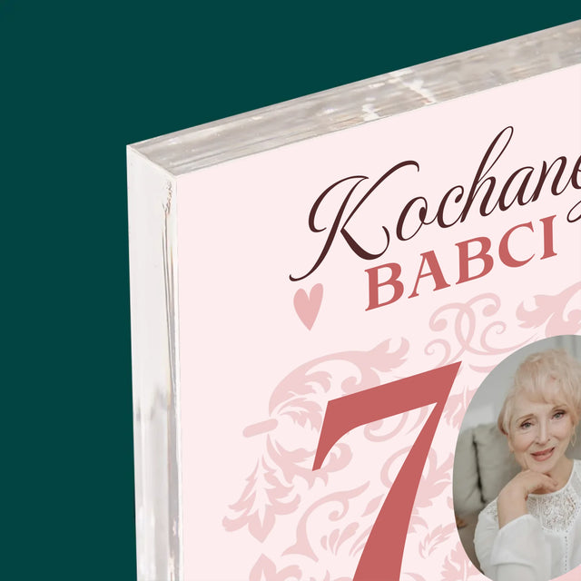 Zdjęcie I Podpis: Kochanej Babci Wszystkiego Najlepszego - Blok Akrylowy z Nadrukiem
