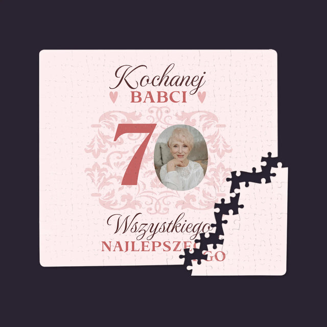 Zdjęcie I Podpis: Kochanej Babci Wszystkiego Najlepszego - Personalizowane Puzzle