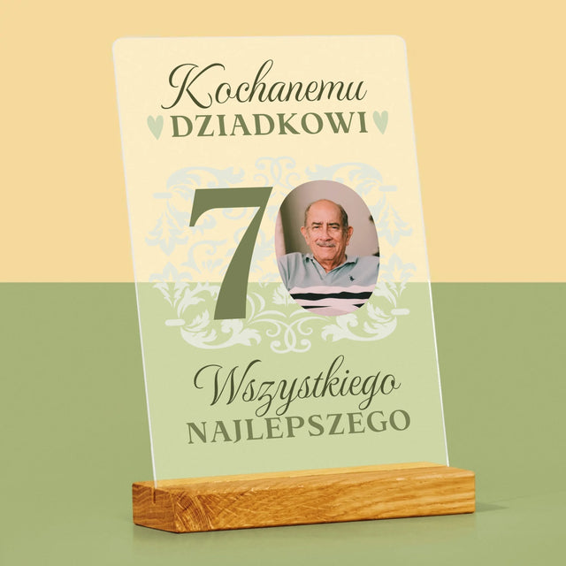 Zdjęcie I Podpis: Kochanemu Dziadkowi Wszystkiego Najlepszego - Wydruk Na Szkle Akrylowym