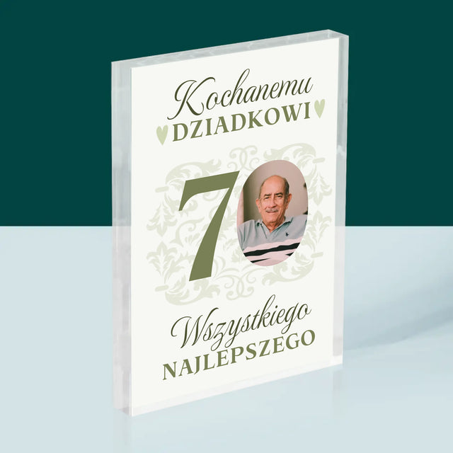 Zdjęcie I Podpis: Kochanemu Dziadkowi Wszystkiego Najlepszego - Blok Akrylowy z Nadrukiem