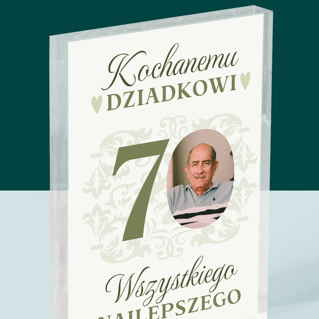 Zdjęcie I Podpis: Kochanemu Dziadkowi Wszystkiego Najlepszego - Blok Akrylowy z Nadrukiem
