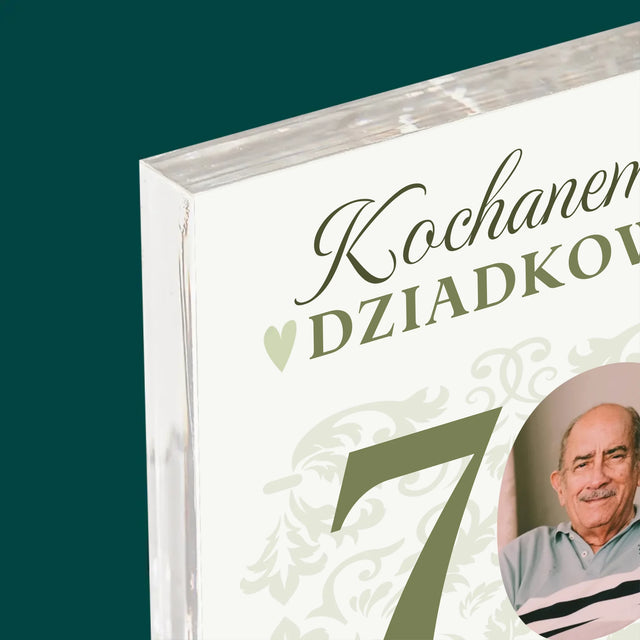 Zdjęcie I Podpis: Kochanemu Dziadkowi Wszystkiego Najlepszego - Blok Akrylowy z Nadrukiem