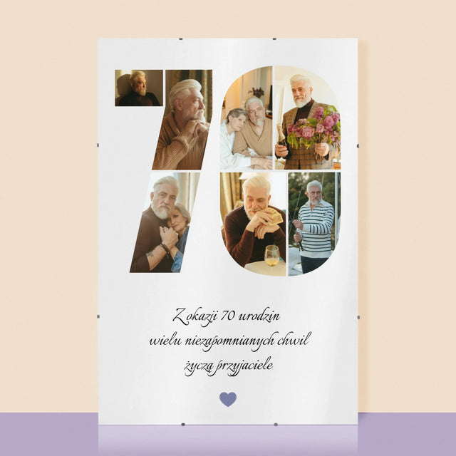 Kształt Ze Zdjęć: 70 Urodziny Życzenia - Personalizowany Plakat