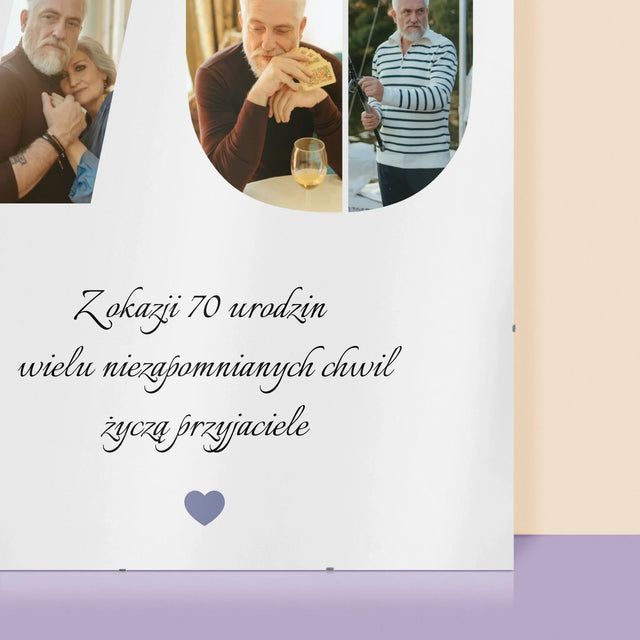 Kształt Ze Zdjęć: 70 Urodziny Życzenia - Personalizowany Plakat