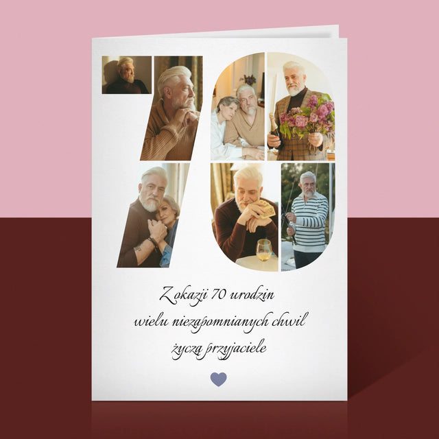 Kształt Ze Zdjęć: 70 Urodziny Życzenia - Kartka z Życzeniami