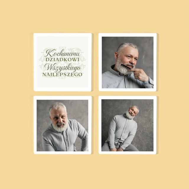 Zdjęcie I Podpis: Kochanemu Dziadkowi Wszystkiego Najlepszego - Podkładki Pod Kubki