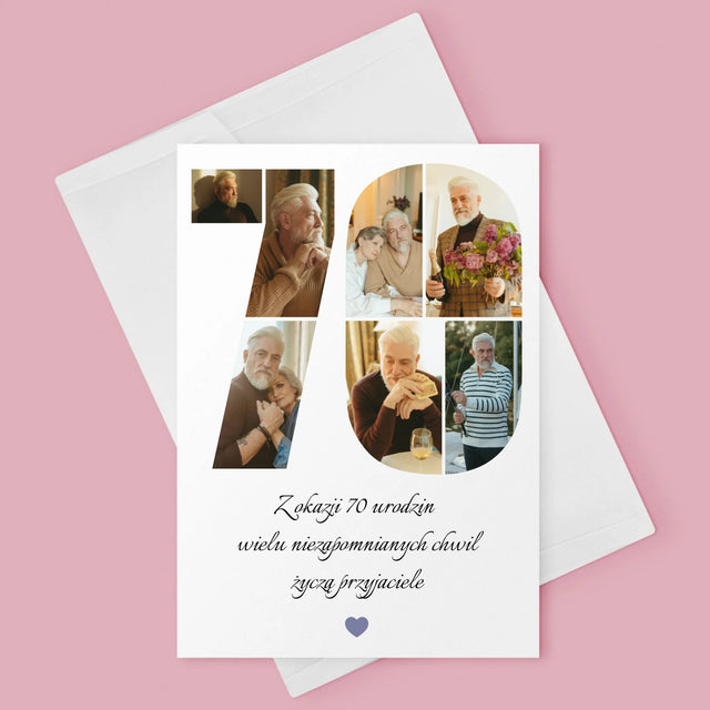 Kształt Ze Zdjęć: 70 Urodziny Życzenia - Kartka z Życzeniami