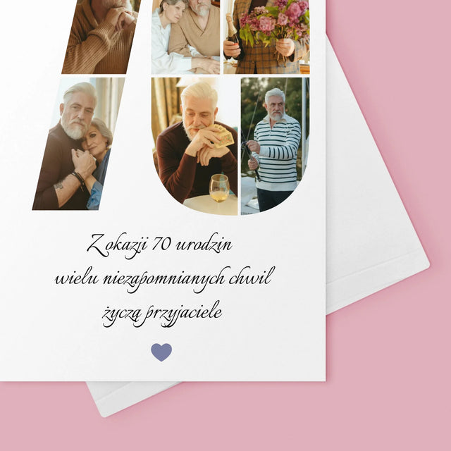 Kształt Ze Zdjęć: 70 Urodziny Życzenia - Kartka z Życzeniami