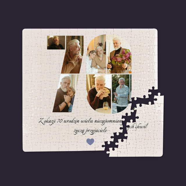 Kształt Ze Zdjęć: 70 Urodziny Życzenia - Personalizowane Puzzle