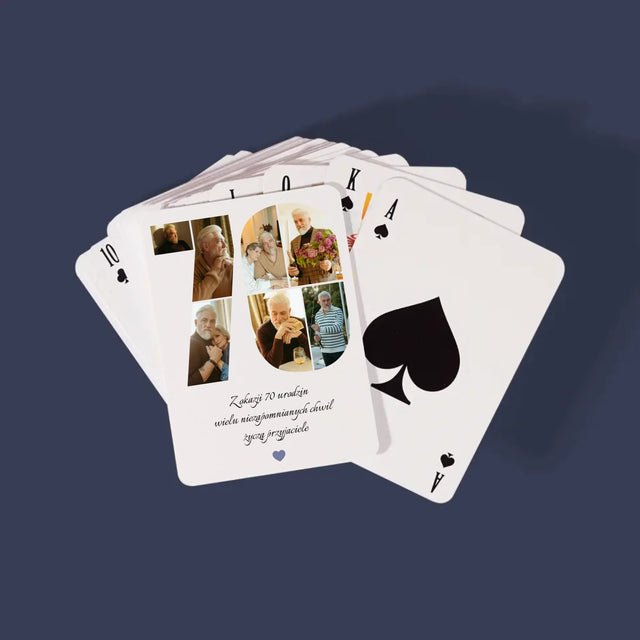 Kształt Ze Zdjęć: 70 Urodziny Życzenia - Karty Do Gry