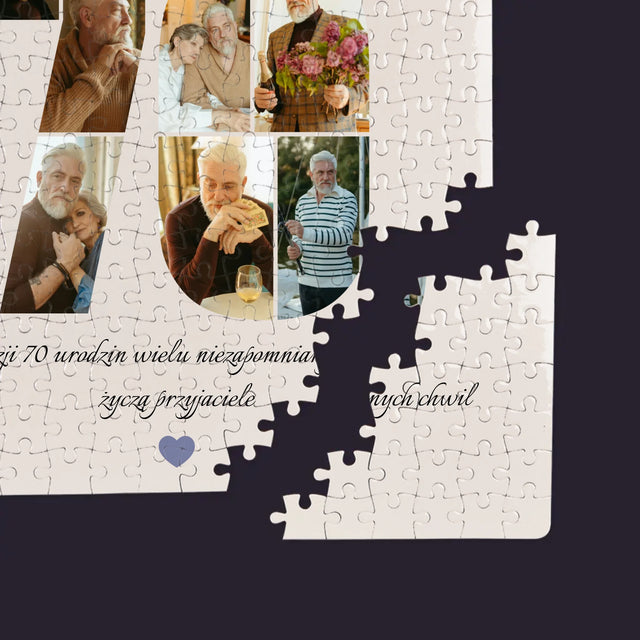 Kształt Ze Zdjęć: 70 Urodziny Życzenia - Personalizowane Puzzle