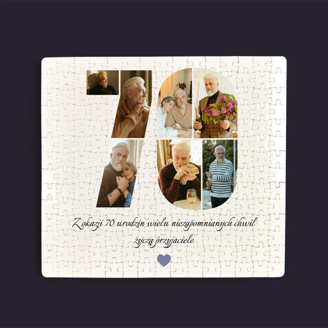 Kształt Ze Zdjęć: 70 Urodziny Życzenia - Personalizowane Puzzle