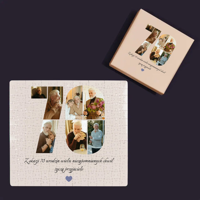 Kształt Ze Zdjęć: 70 Urodziny Życzenia - Personalizowane Puzzle