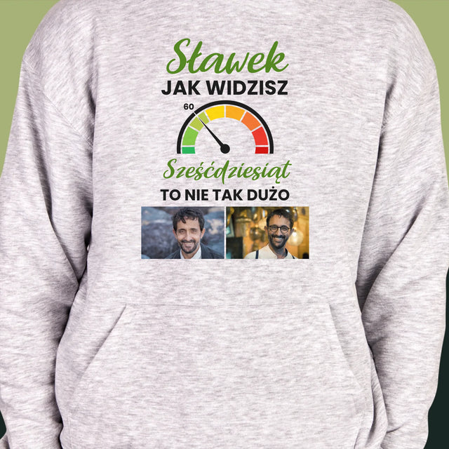 Fotokolaż: 60 Licznik - Bluza Męska z Kapturem