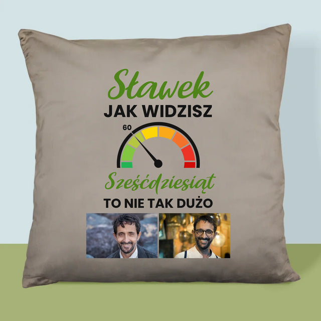 Fotokolaż: 60 Licznik - Poduszka z Nadrukiem