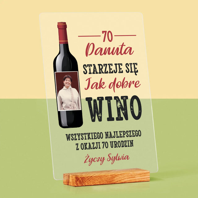 Zdjęcie I Podpis: Jak Dobre Wino - Wydruk Na Szkle Akrylowym