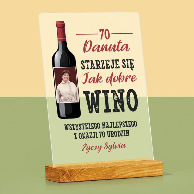 Zdjęcie I Podpis: Jak Dobre Wino - Wydruk Na Szkle Akrylowym