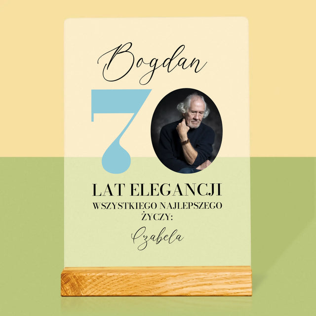 Zdjęcie I Podpis: 70 Lat Elegancji - Wydruk Na Szkle Akrylowym