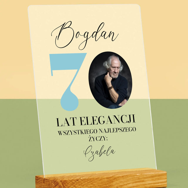 Zdjęcie I Podpis: 70 Lat Elegancji - Wydruk Na Szkle Akrylowym