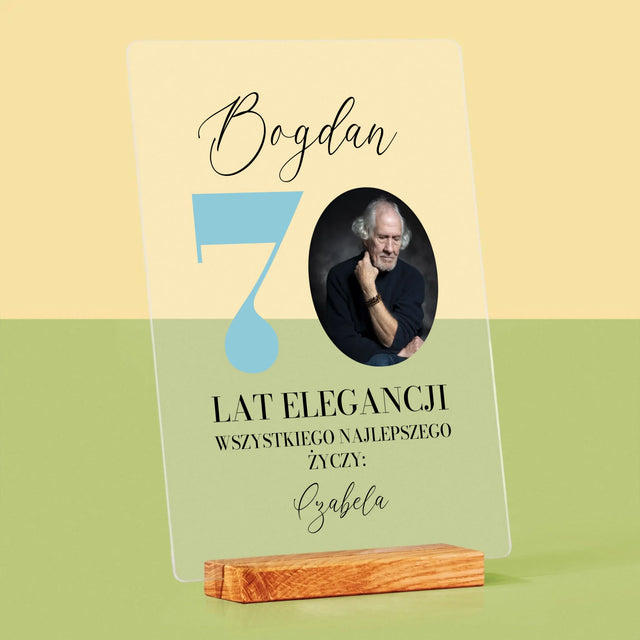 Zdjęcie I Podpis: 70 Lat Elegancji - Wydruk Na Szkle Akrylowym