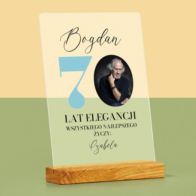 Zdjęcie I Podpis: 70 Lat Elegancji - Wydruk Na Szkle Akrylowym