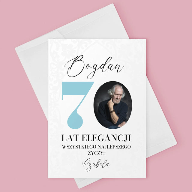 Zdjęcie I Podpis: 70 Lat Elegancji - Kartka z Życzeniami