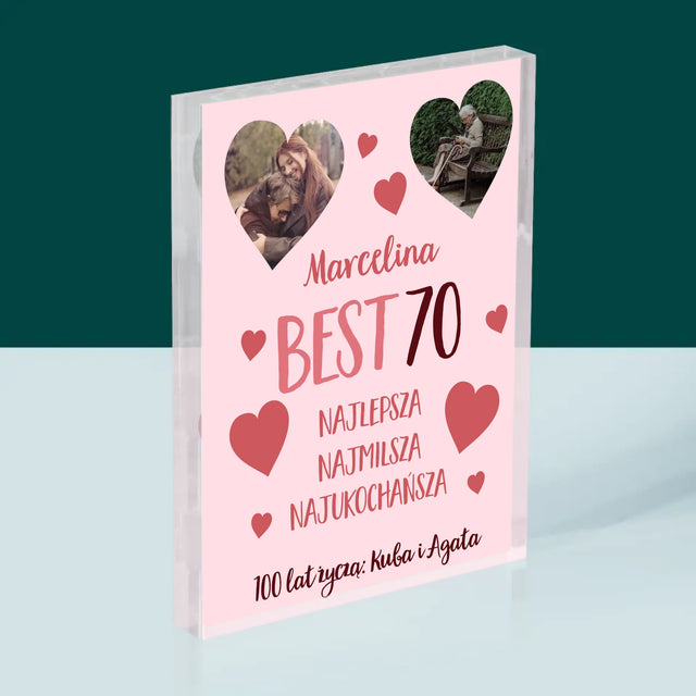 Fotokolaż: Best 70 - Blok Akrylowy z Nadrukiem