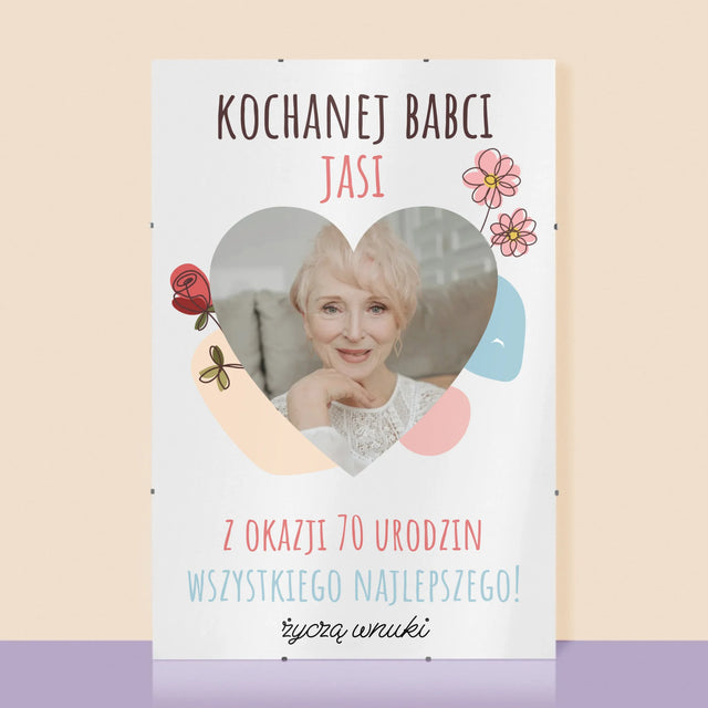 Zdjęcie I Podpis: Kochanej Babci z Okazji Urodzin - Personalizowany Plakat