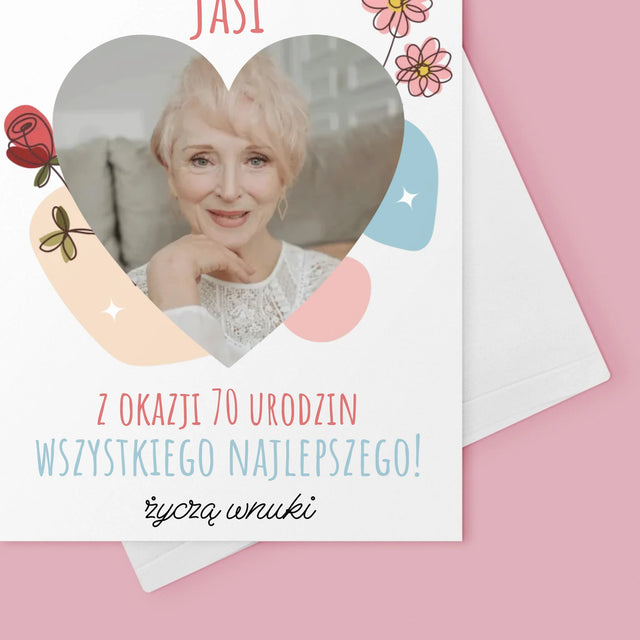 Zdjęcie I Podpis: Kochanej Babci z Okazji Urodzin - Kartka z Życzeniami