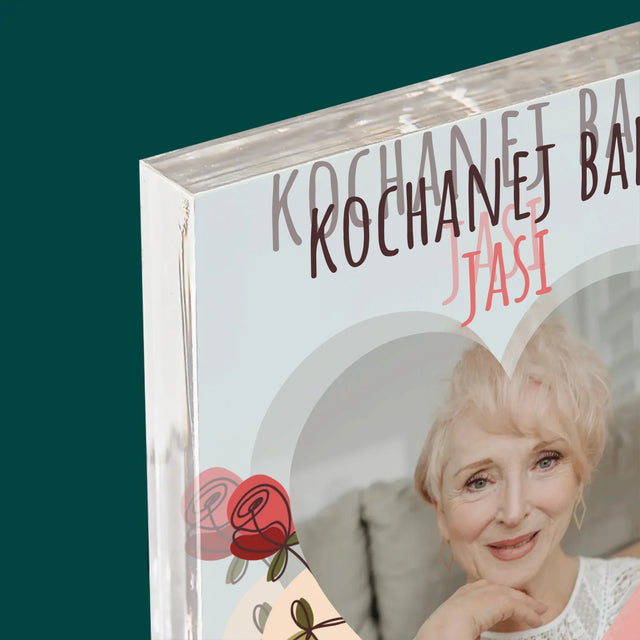 Zdjęcie I Podpis: Kochanej Babci z Okazji Urodzin - Blok Akrylowy z Nadrukiem