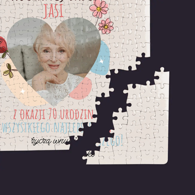Zdjęcie I Podpis: Kochanej Babci z Okazji Urodzin - Personalizowane Puzzle