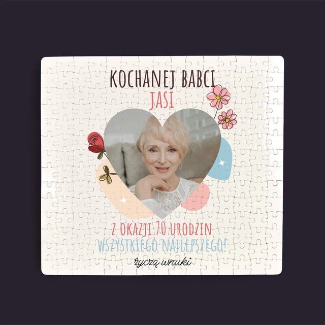 Zdjęcie I Podpis: Kochanej Babci z Okazji Urodzin - Personalizowane Puzzle