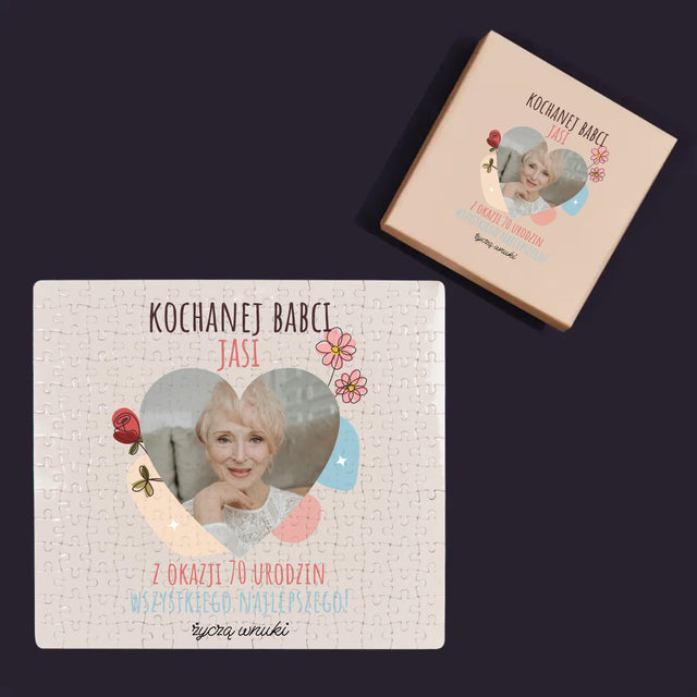 Zdjęcie I Podpis: Kochanej Babci z Okazji Urodzin - Personalizowane Puzzle