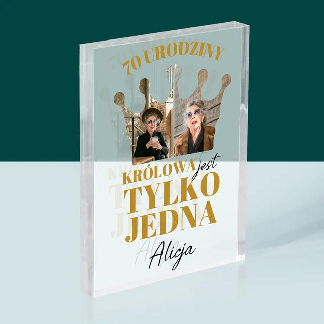 Kształt Ze Zdjęć: 70 Urodziny Królowa - Blok Akrylowy z Nadrukiem