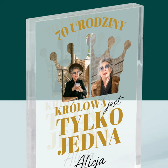 Kształt Ze Zdjęć: 70 Urodziny Królowa - Blok Akrylowy z Nadrukiem