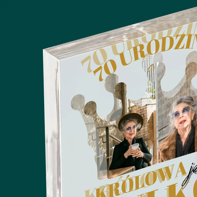 Kształt Ze Zdjęć: 70 Urodziny Królowa - Blok Akrylowy z Nadrukiem