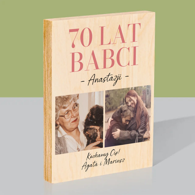 Fotokolaż: 70 Lat Babci - Wydruk Na Drewnie