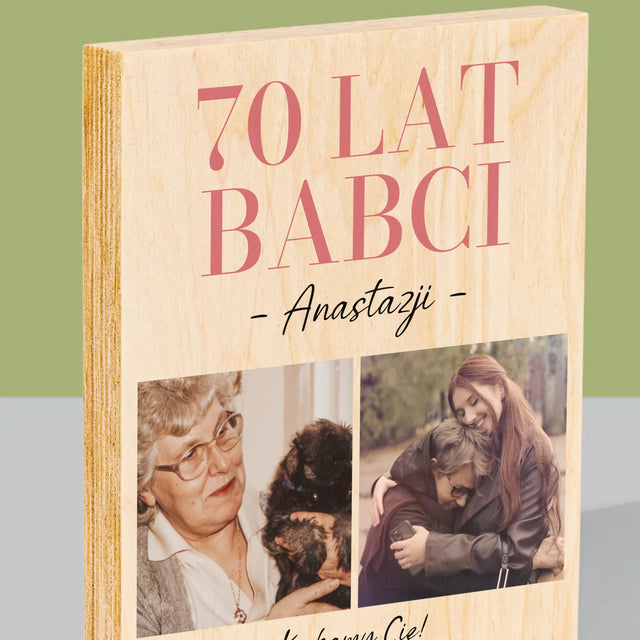 Fotokolaż: 70 Lat Babci - Wydruk Na Drewnie