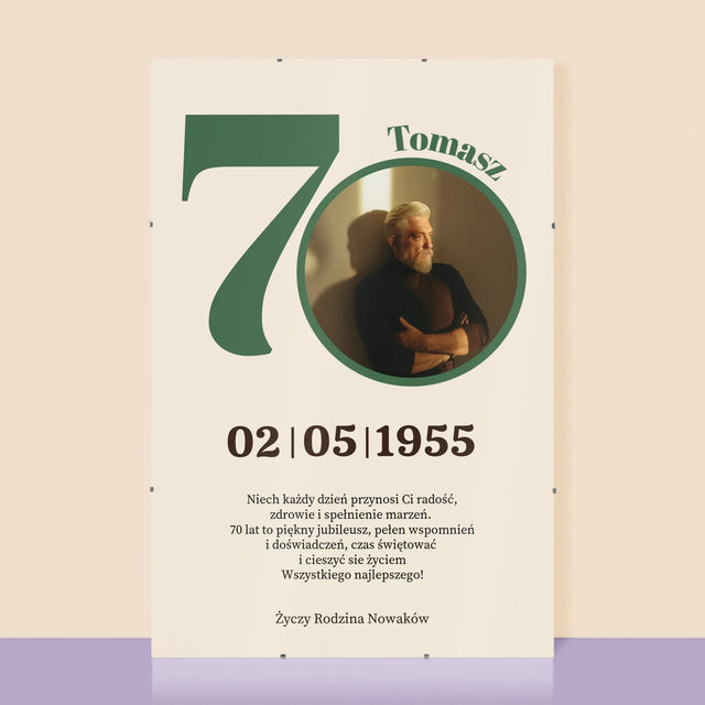 Zdjęcie I Podpis: 70 Urodziny Dedykacja - Personalizowany Plakat