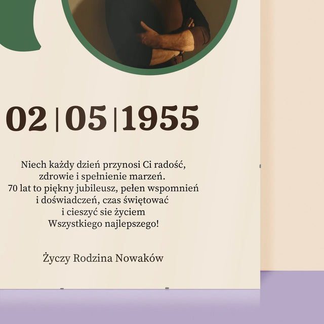 Zdjęcie I Podpis: 70 Urodziny Dedykacja - Personalizowany Plakat