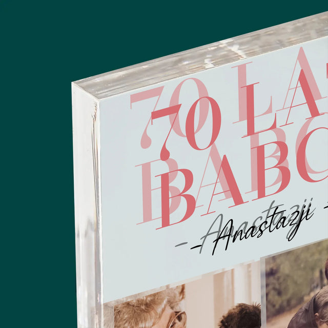 Fotokolaż: 70 Lat Babci - Blok Akrylowy z Nadrukiem
