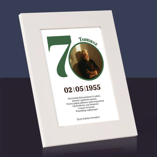 Zdjęcie I Podpis: 70 Urodziny Dedykacja - Ramka Na Zdjęcie