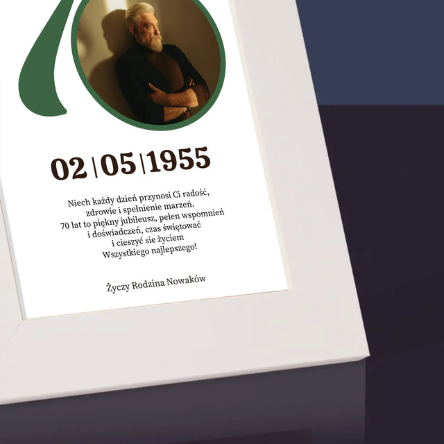 Zdjęcie I Podpis: 70 Urodziny Dedykacja - Ramka Na Zdjęcie