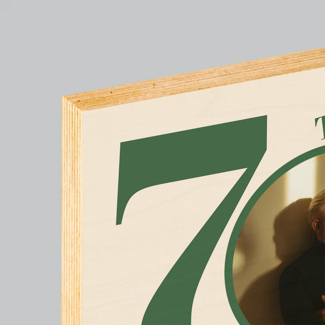 Zdjęcie I Podpis: 70 Urodziny Dedykacja - Wydruk Na Drewnie