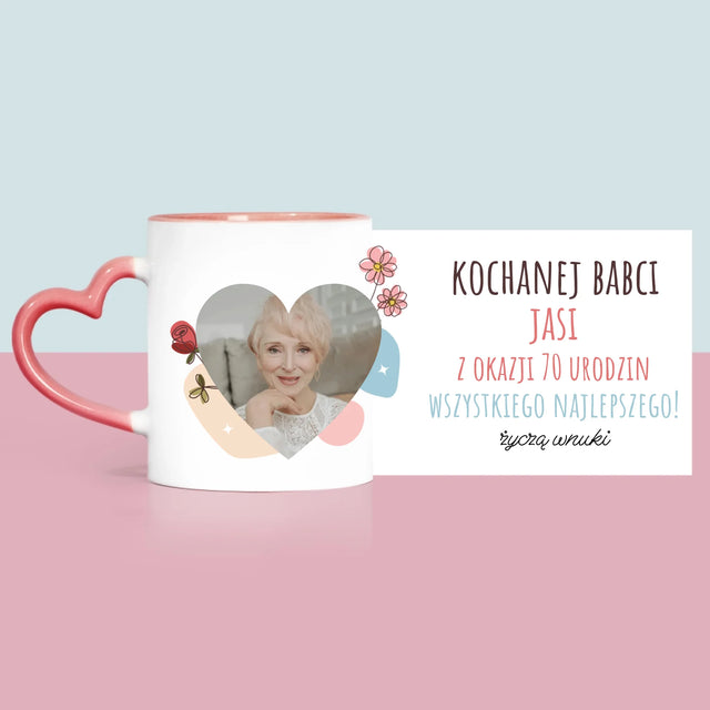 Zdjęcie I Podpis: Kochanej Babci z Okazji Urodzin - Kubek z Nadrukiem
