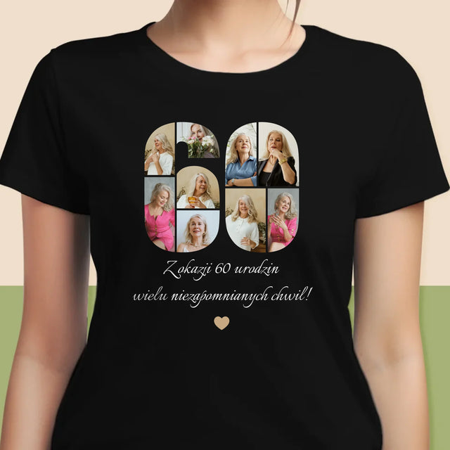 Kształt Ze Zdjęć: 60 Urodziny Życzenia - Koszulka Damska z Nadrukiem